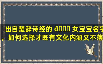 出自楚辞诗经的 🐎 女宝宝名字，如何选择才既有文化内涵又不落俗套